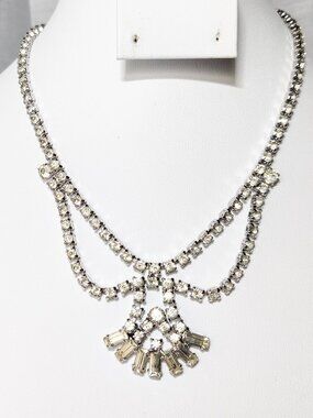Vintage Clear Rhinestone Choker Necklace Bridal Formal